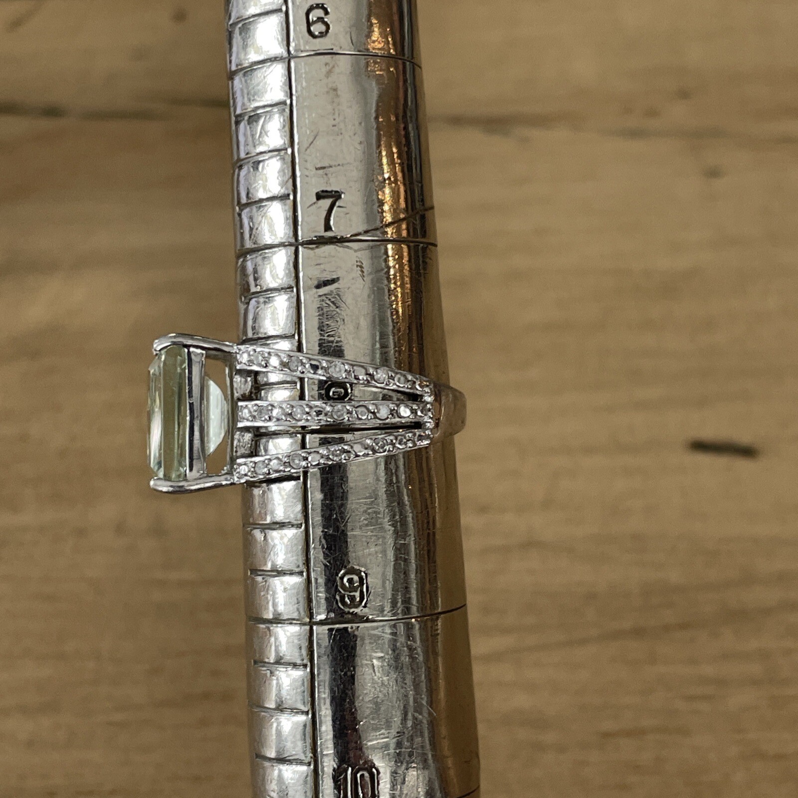 Sterling Silver Rectangular Green Gemstone Ring S… - image 5