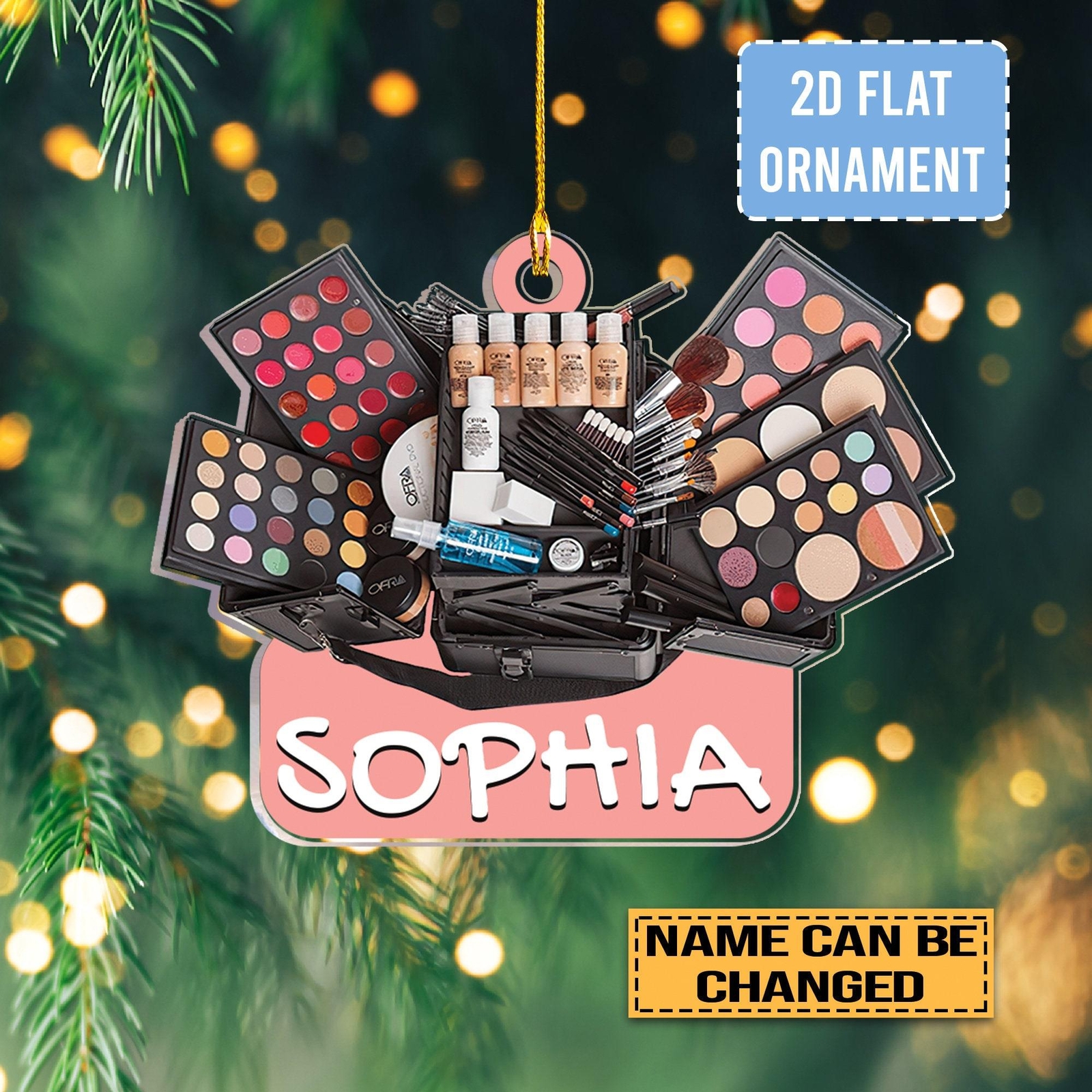 Custom Name Makeup Box Shape Ornament   Acrylic 2D Ornament  Girl Makeup Artist