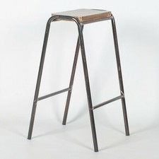 SECONDS INDUSTRIAL SCIENCE SCHOOL LAB RAW STEEL WOODEN BAR STOOL PUB CAFE