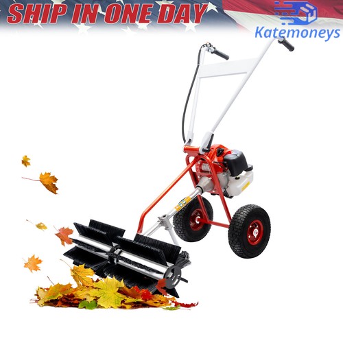 2 Stroke Hand Held Gasoline Engine Walk Behind Sweeper Lawn Street Garbage 1250W - Picture 30 of 47