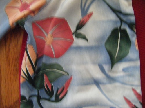 Vtg 70s Burgundy/ Light Blue Floral Print Girl Knit Top-Bust 31/Girl S - Picture 5 of 6
