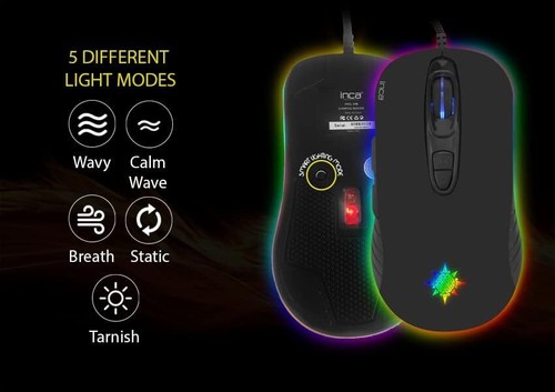 Inca PHALDOR RGB Makro Tasten Professional Gaming Maus schwarz 3200 DPI 7 Tasten - Bild 4 von 6