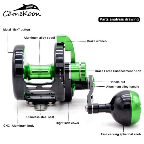 Carrete de arrastre CAMEKOON Big Game Ocean Fishing 40 kg potencia de arrastre superior agua salada - Imagen 5 de 12