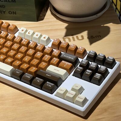 Rich Coffee Brown SA Profile ABS Double Shot Keycap Set for Mech Keyboards 