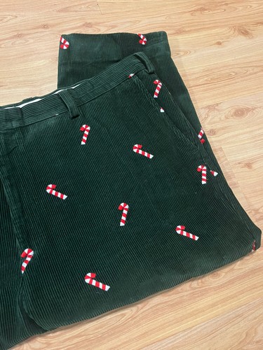 ORVIS HOLIDAY INSPIRED COTTON CORDUROY CASUAL PANTS CANDY CANES UNCOMMON SIZE - Picture 4 of 5