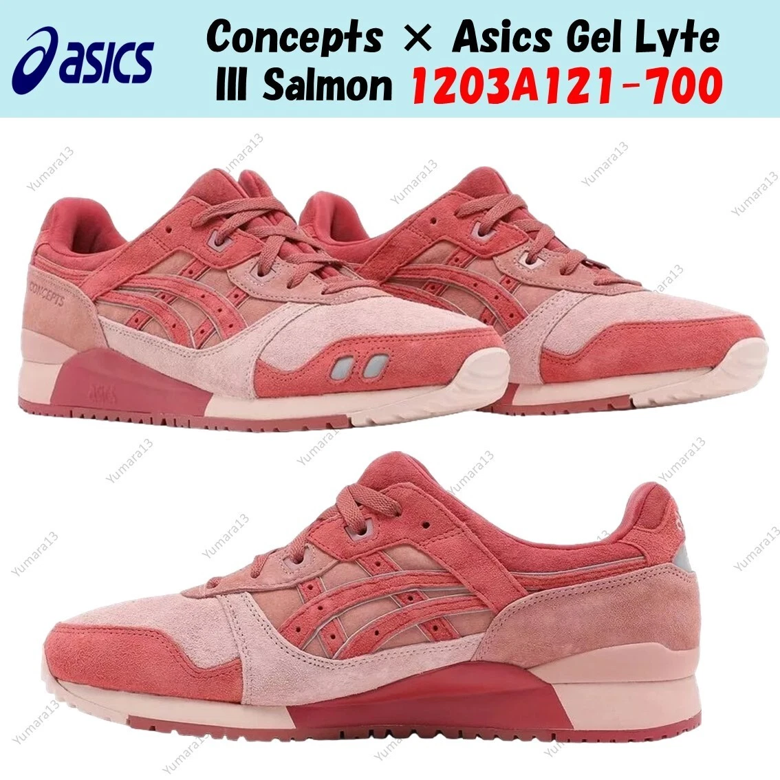 Concepts × Asics Gel Lyte III Salmon 1203A121 700 taglia uomo