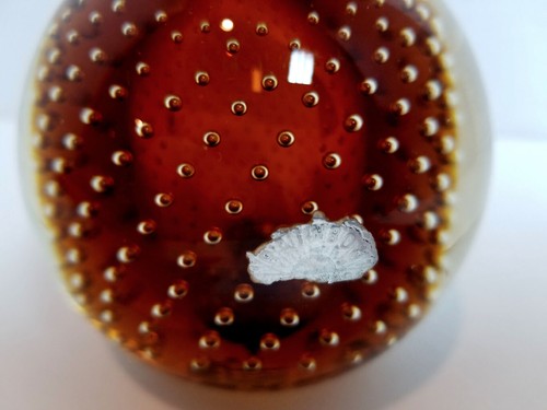 Vintage Rainbow Art Glass Topaz Paperweight Hand Blown Controlled Bubble - Picture 3 of 8