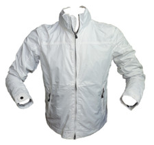 Herren Windbreaker Regenjacke Kapuze im Kragen Weiß Gr. XS S M L XL