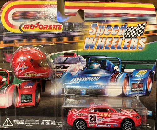 (2) Majorette Speed Wheelers #29 Turbo Diecast Car& Helmet W/error Missing Print - Picture 2 of 4