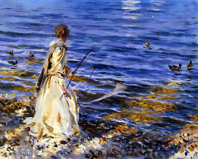 Girl Fishing 1913 Painting by John Singer Sargent 8x10'' Art Print