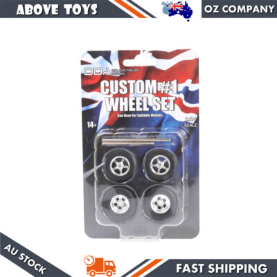 DDA 1:24 4pcs Custom #1 Wheels With Tyres & Axles Suits Ford XW & XY Model