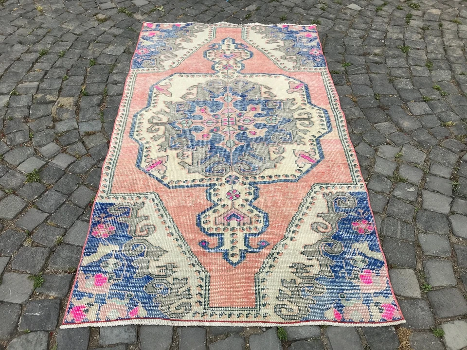 Alfombra antigua turca alfombra bohemia alfombra Oushak alfombra vintage alfombra de lana hecha a mano Foto 3 de 4