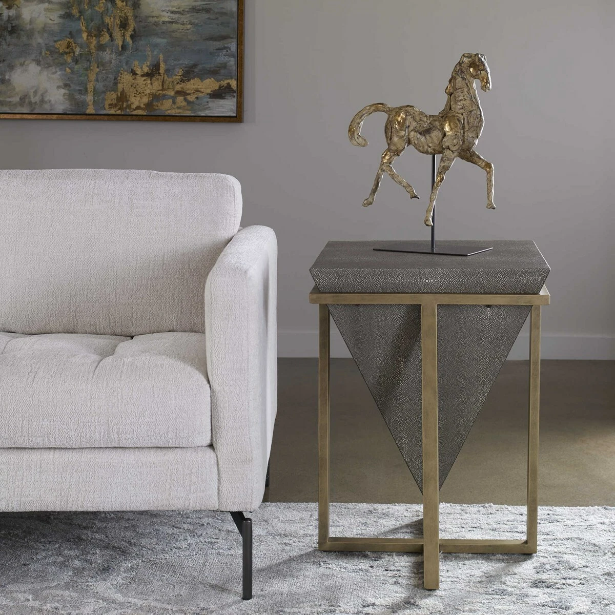 BERTRAND MODERN ART DECOR ACCENT END TABLE PYRAMID SHAPE UTTERMOST