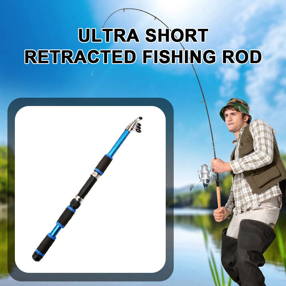 Telescopic Spinning Fishing Rod Ultra Hard 1.8mm Short Sections Sea Pole  (Blue)