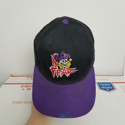 VTG No Fear Hat Snapback Black Purple Jester Skull Skater Made in