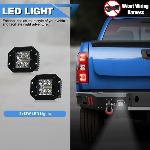 Front or Rear Bumper W/ Winch Plate&LED Light For Chevy Silverado 1500 2007-2013 - Picture 13 of 23