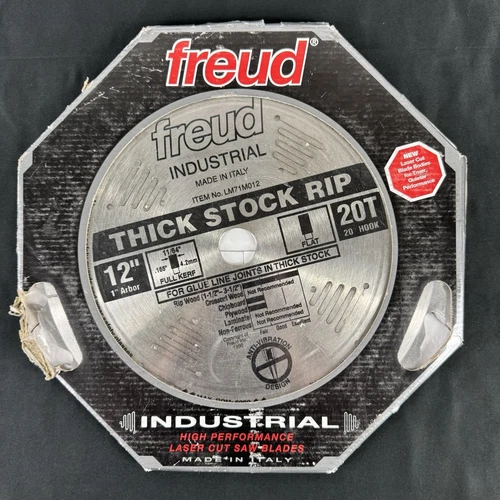 Freud 12” Thick Stop Rip Saw Blade — 20 Teeth, 1” Arbor — LM71M012