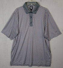 Mens Footjoy Red Gray Golf Polo Shirt Size XL Polyester Geometric Pattern