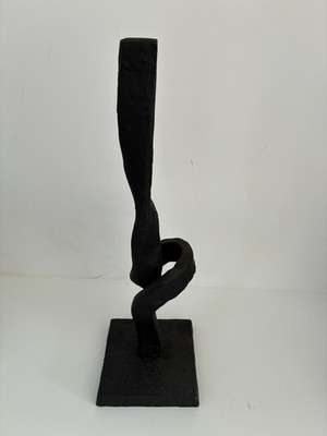 Brutalistische Schwarz Metall Twist Kunst Skulptur Vintage Metall Ast Dekor Groß Modern