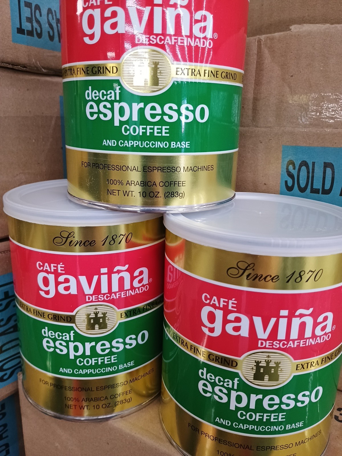 3 Pack Extra Fine Ground Decaf Espresso Roast - 10 oz Can for Bold & No Caffeine