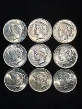 1921-1935 90% Silver Peace Dollars Lot of 5 Uncirculated Mixed Dates Collectible