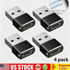 4 PCS USB to USB C Adapter Type-C Female to A Male OTG Converter Car Charger