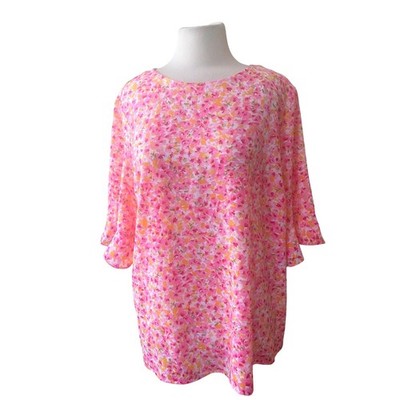 NWT CeCe Tulip Fields Pink Floral Ruffle Sleeve Blouse XL COTAGECORE