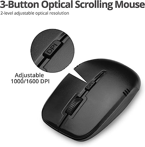 SIIG KM JK-WR0T12-S1 Standard Wireless Keyboard 3 Button Wireless Mouse - Black - Picture 3 of 4