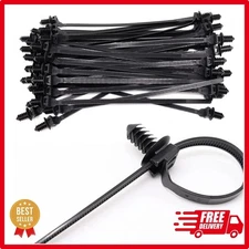 Push Mount Zip Ties 8 inch Cable Zip Tie Black Wire Tie with Push Pin Fir Tre.