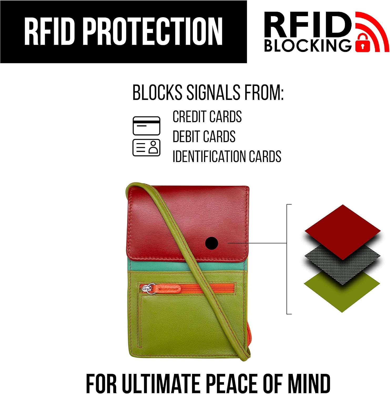 ili New York 6827 Genuine Leather Crossbody Organizer with RFID Citrus 