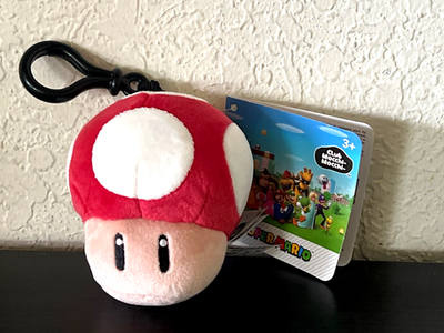 Club Mocchi Mocchi Super Mario Mushroom Plush Clip-On Keychain NEW