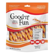 Triple Flavor Twists Rawhide Chews for Dogs 35 Pack