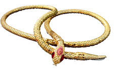 Whiting Davis Gold Mesh Cobra Snake Belt Red Rhinestone Eyes Vintage Glam 39  Sz