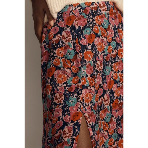 Gonna midi nuova con etichetta ANTHROPOLOGIE MAEVE tg 12 Lille con spacco laterale motivo navy - Foto 2 di 5