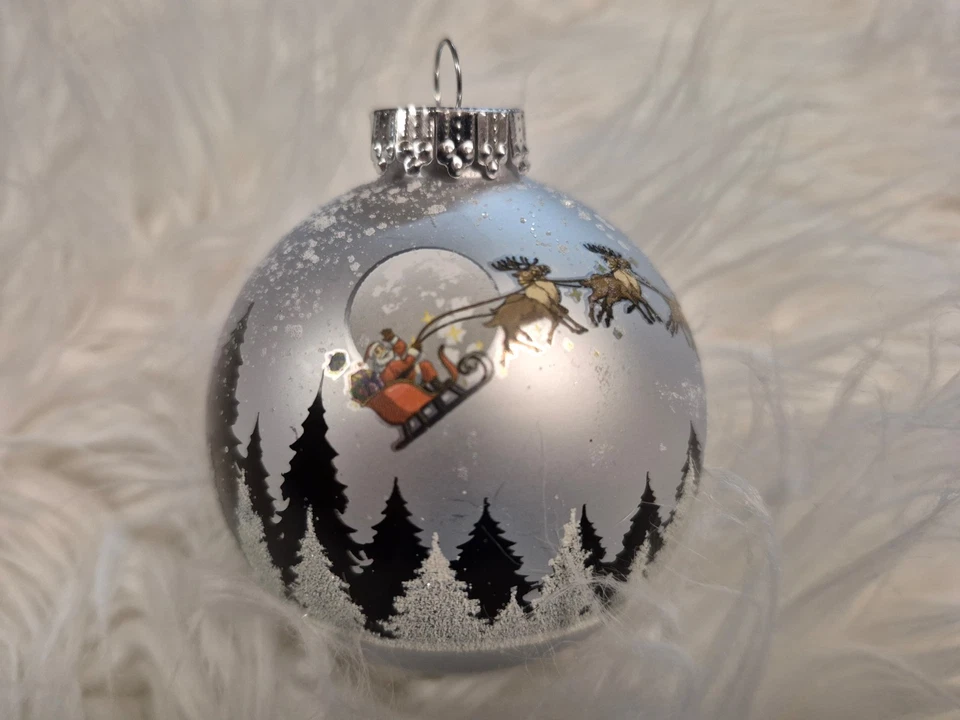 Christbaumkugel Weihnachtskugel Christbaumschmuck Krebs Lauscha silber Rentier - Bild 2 von 4