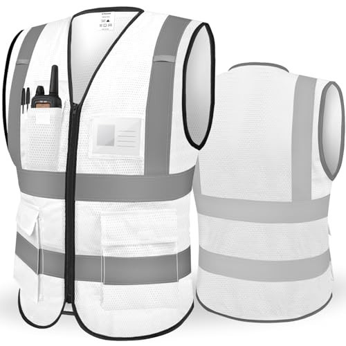 Reflective Safety Vest High Visibility Class II Mesh Vest for Large 1 White - Picture 1 of 7