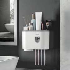 No-Drill Wall Mounted Toothbrush Holder, Bathroom Shelf, with Automatic