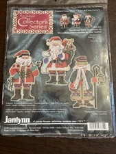 Vtg Janlynn Traditional Santa Ornaments Cross Stitch / Needlepoint Kit 1999 NOS