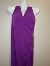 Michael Kors Purple Stretch Gold Zipper Pullover Dress Size Medium