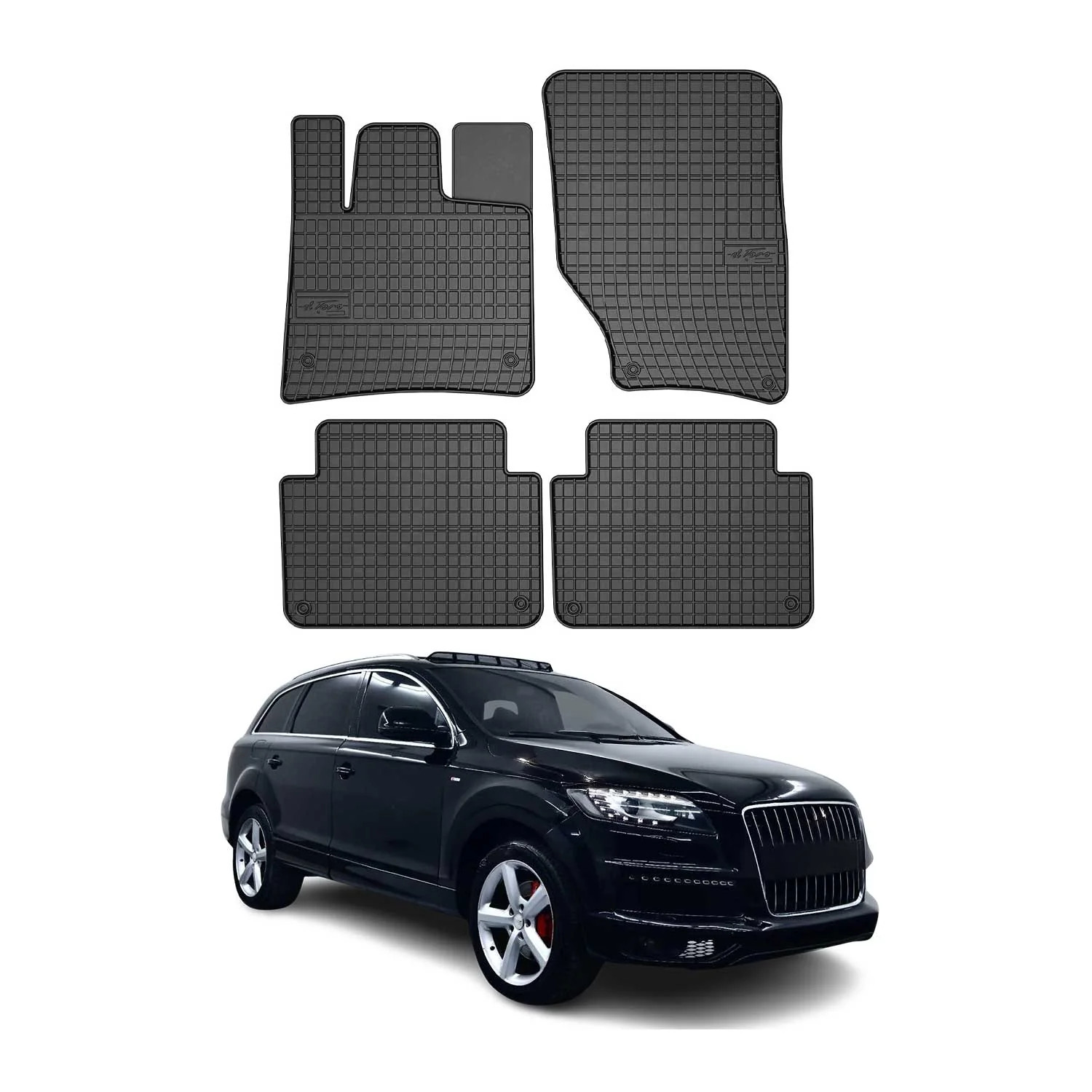 Tapis de sol Audi Q7 4LB en caoutchouc noir protection coffre et habitacle