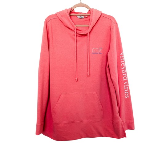 Vineyard Vines Sweatshirt Size Large Pink Whale Print French Terry Hoodie