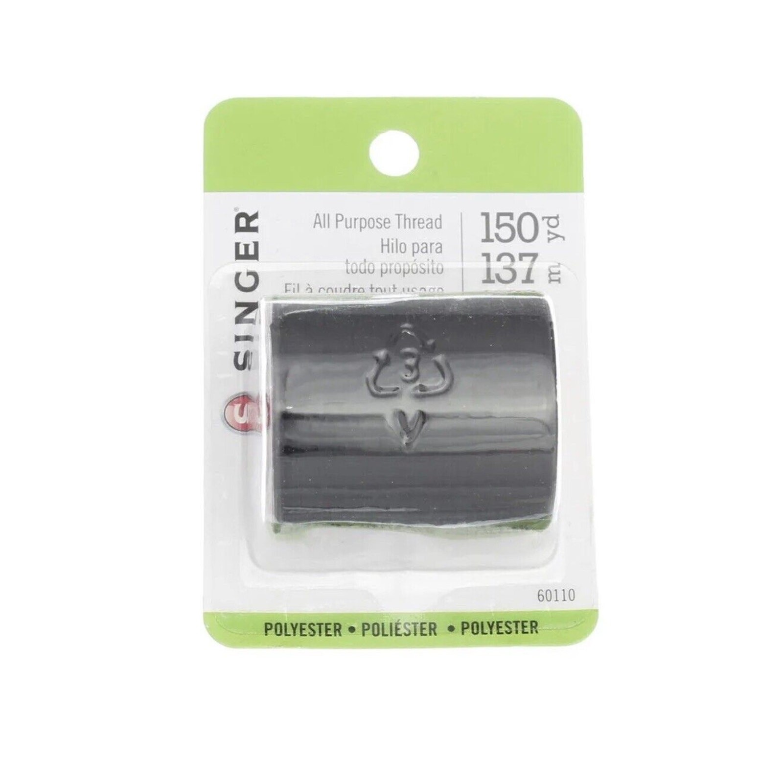 Singer Polyester All Purpose Thread Black 150 YD 60110