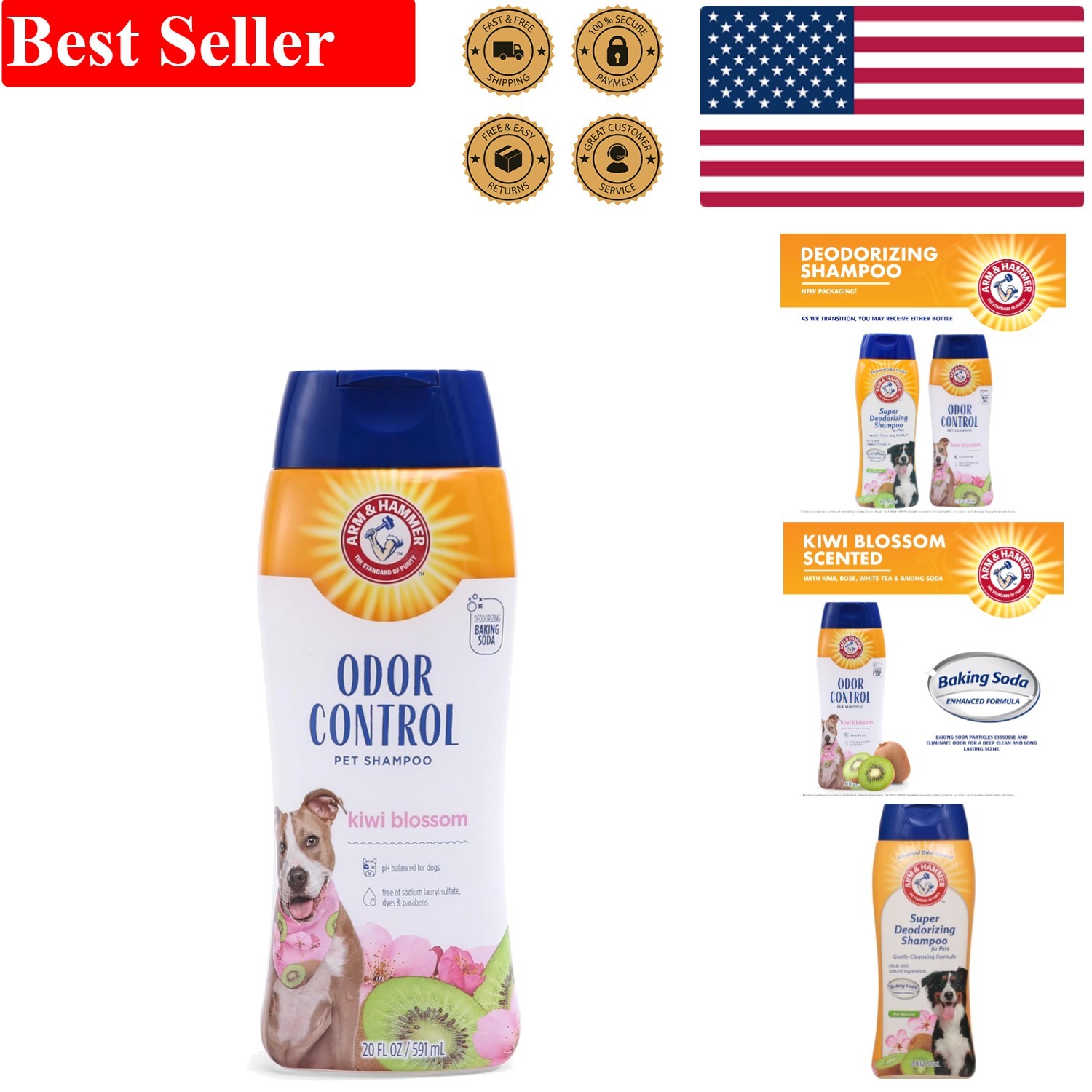 20 Fl Oz Tearless Dog Shampoo with Baking Soda for Sensitive