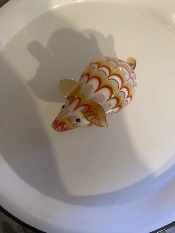 Vidrio colección cerdo fitz & floyd miniatura arte vidrio 2003 amarillo blanco naranja Foto 3 de 4