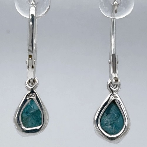 Natural Raw Cut Blue APATITE Earrings Rough Cut - 925 STERLING SILVER #901-Te - Picture 6 of 9