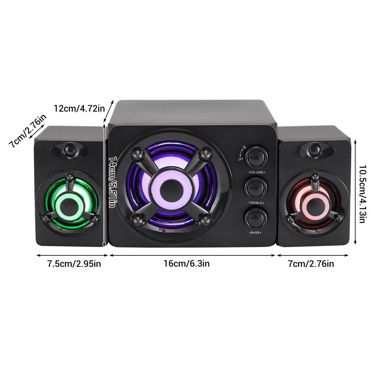 Computer Speakers Wired PC Speakers Gaming Bass Surround Sound System 3.5mm Jack