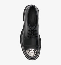 Alexander McQueen Black Leather Studded Derby Lace-Up Dress Shoes Men US 10