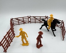 MPC Vintage Cowboy  Horse Figure Set w/ Fence  1960s Western Plastic Toys