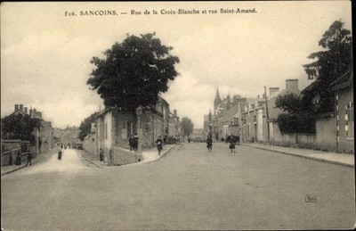 Ak Sancoins Cher, Rue de la Croix-Blanche et Rue Saint-Amand - 2645771
