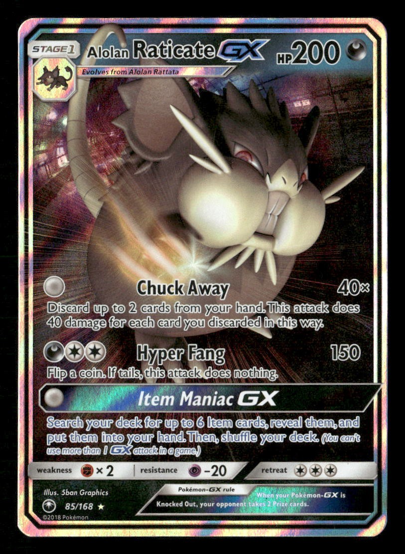 Alolan Raticate GX - 85/168 - Ultra Rare - Celestial Storm - Pokemon Card - NM/M